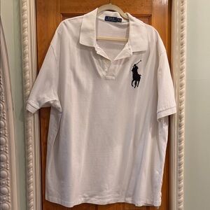 Polo by Ralph Lauren White Polo Shirt with Navy Big Pony Logo